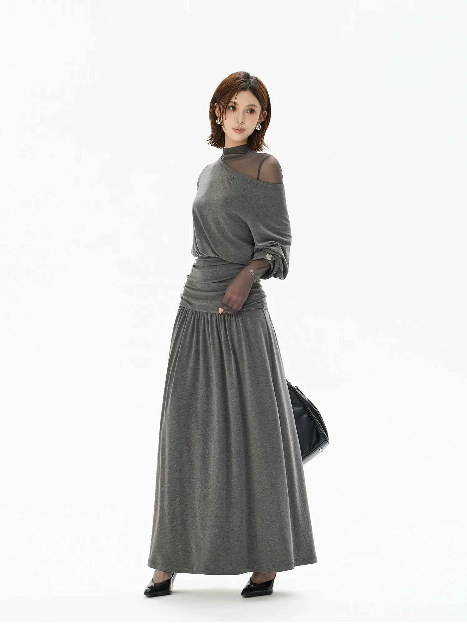 Two-Piece Off-Shoulder Knit Maxi Dress