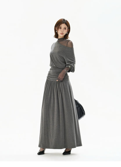 Two-Piece Off-Shoulder Knit Maxi Dress