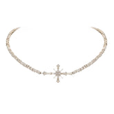 Retro Gold Cross Broken Silver Choker - CHINASQUAD