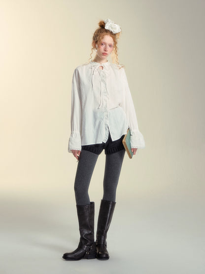 White Lace Jacquard Blouse