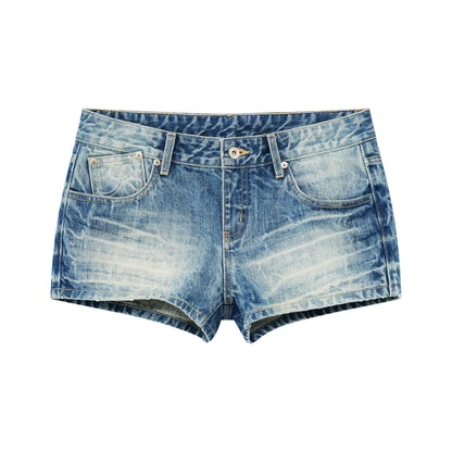 Vintage Washed Low-Rise Denim Shorts