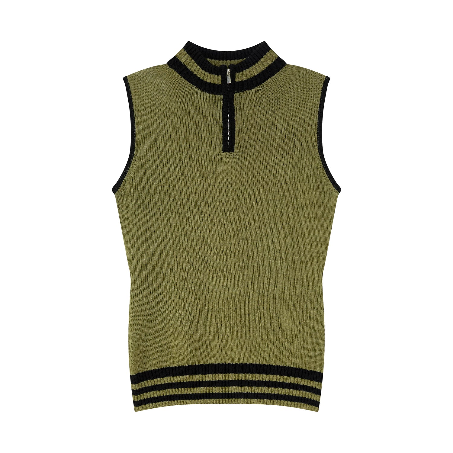 Linen-Blend Mock Neck Knit Tank