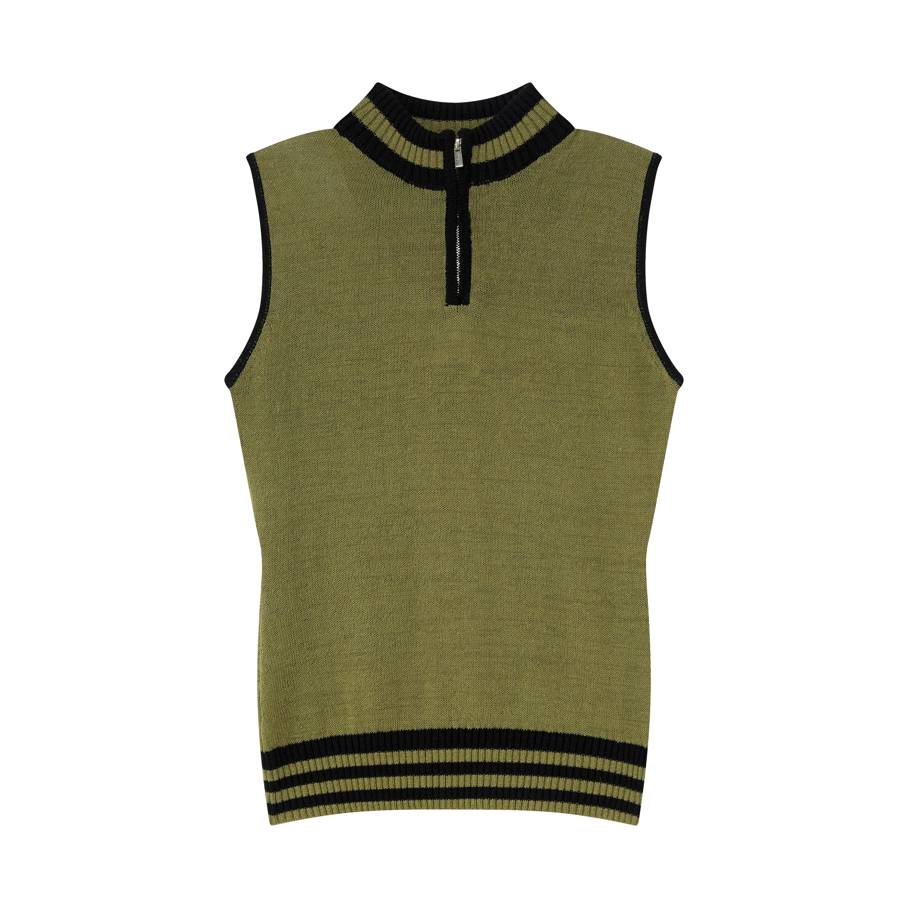 Linen-Blend Mock Neck Knit Tank