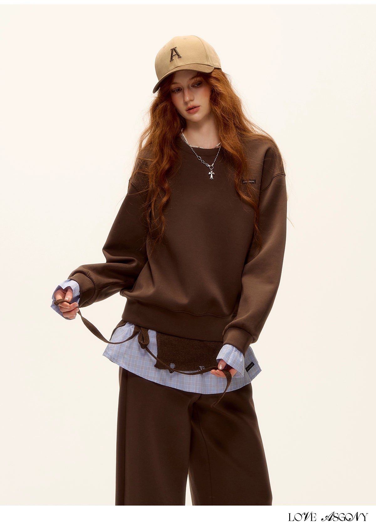 Patchwork Sweatshirt &amp; Curved-Hem Knit Pants Set
