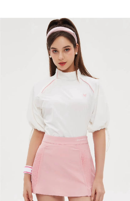 Golf High-neck Windbreaker Top &amp; A-line Skirt Set