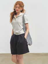 Striped Lace Short-Sleeve Polo Neck T-Shirt - CHINASQUAD