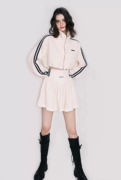 Tennis Waffle Sweatshirt &amp; Mini Skirt Set