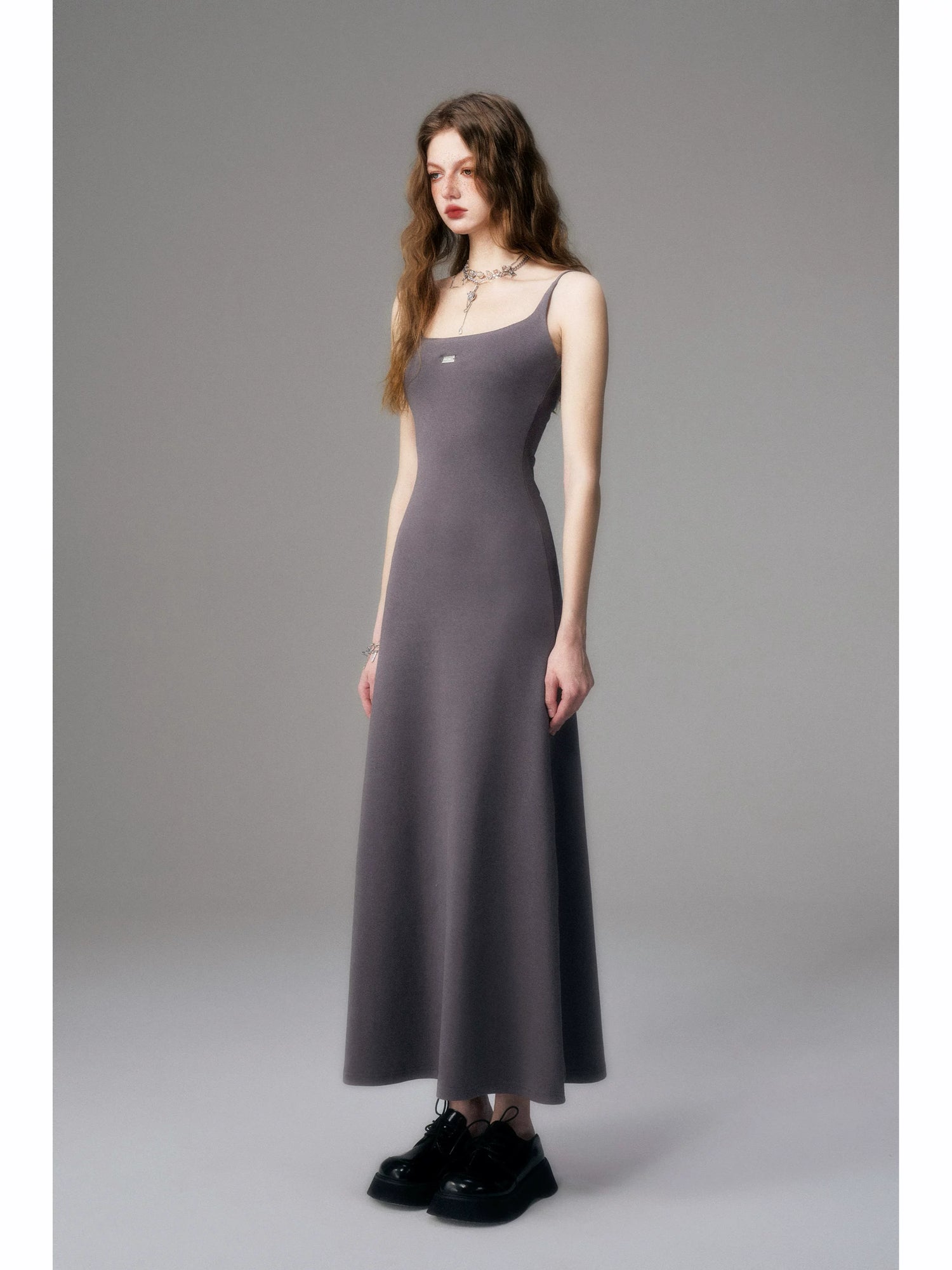 Minimal Long Knit Slip Maxi Dress
