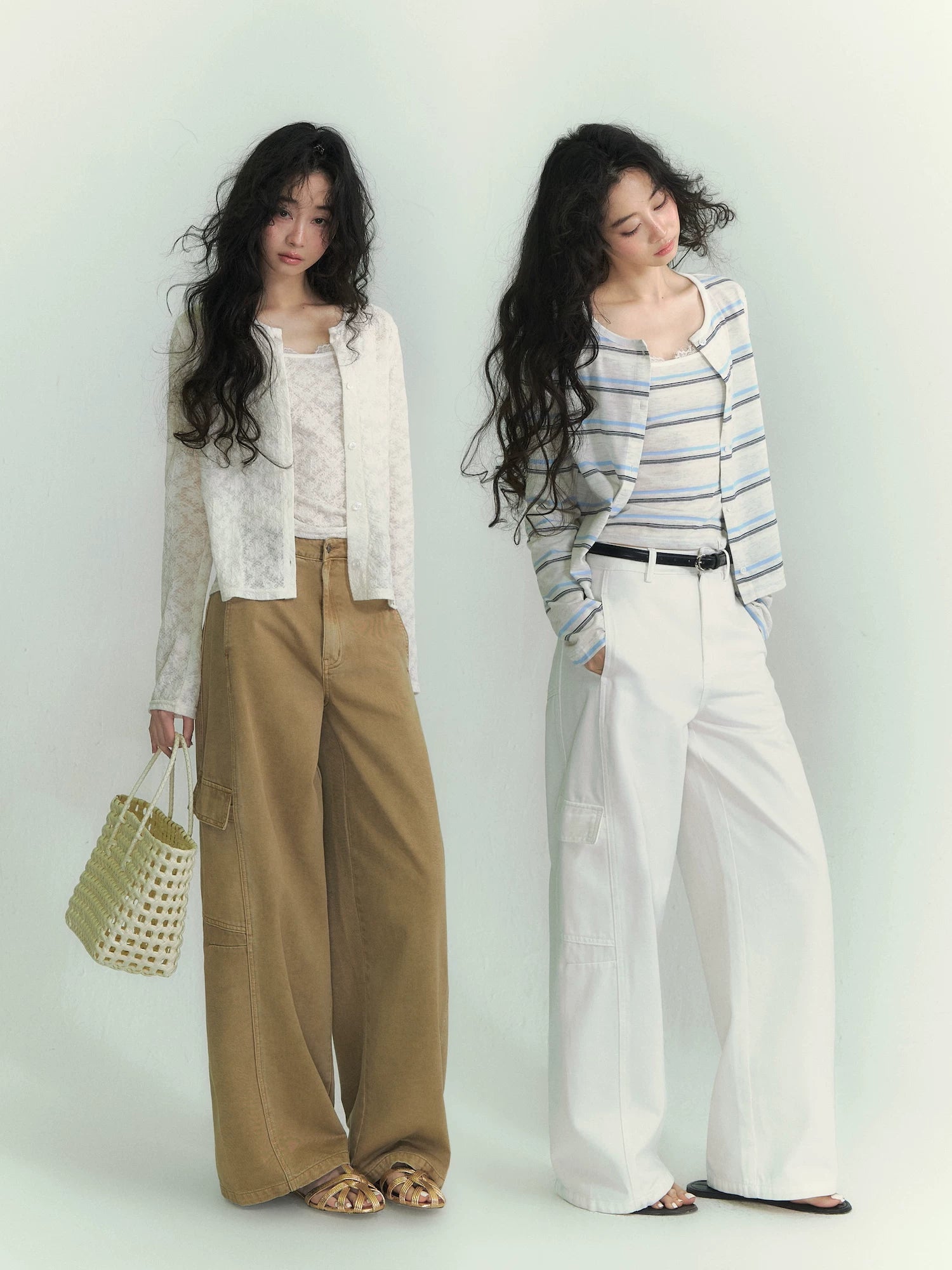 Relaxed Stripe Layered Cardigan Set