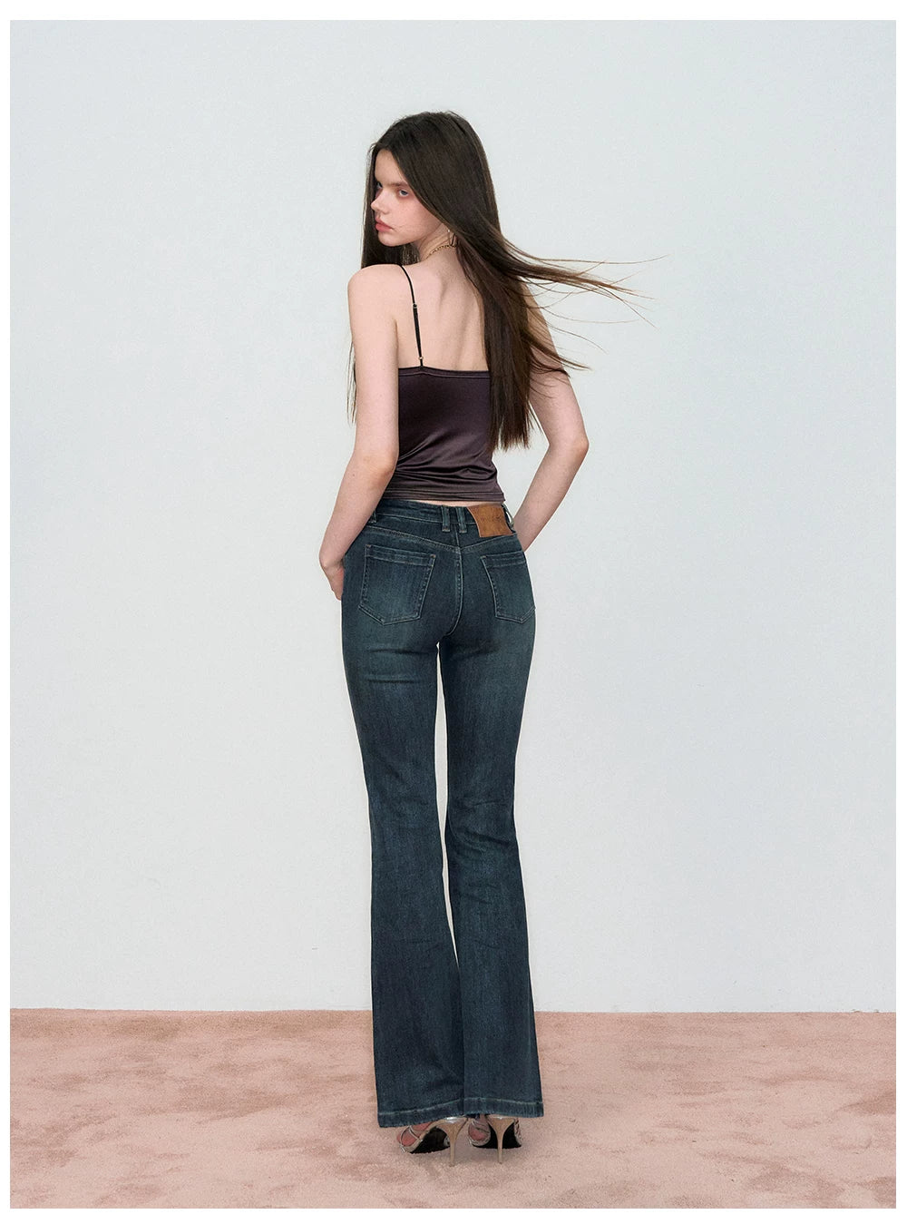 Vintage Rhinestone-Embellished Flared Denim Jeans