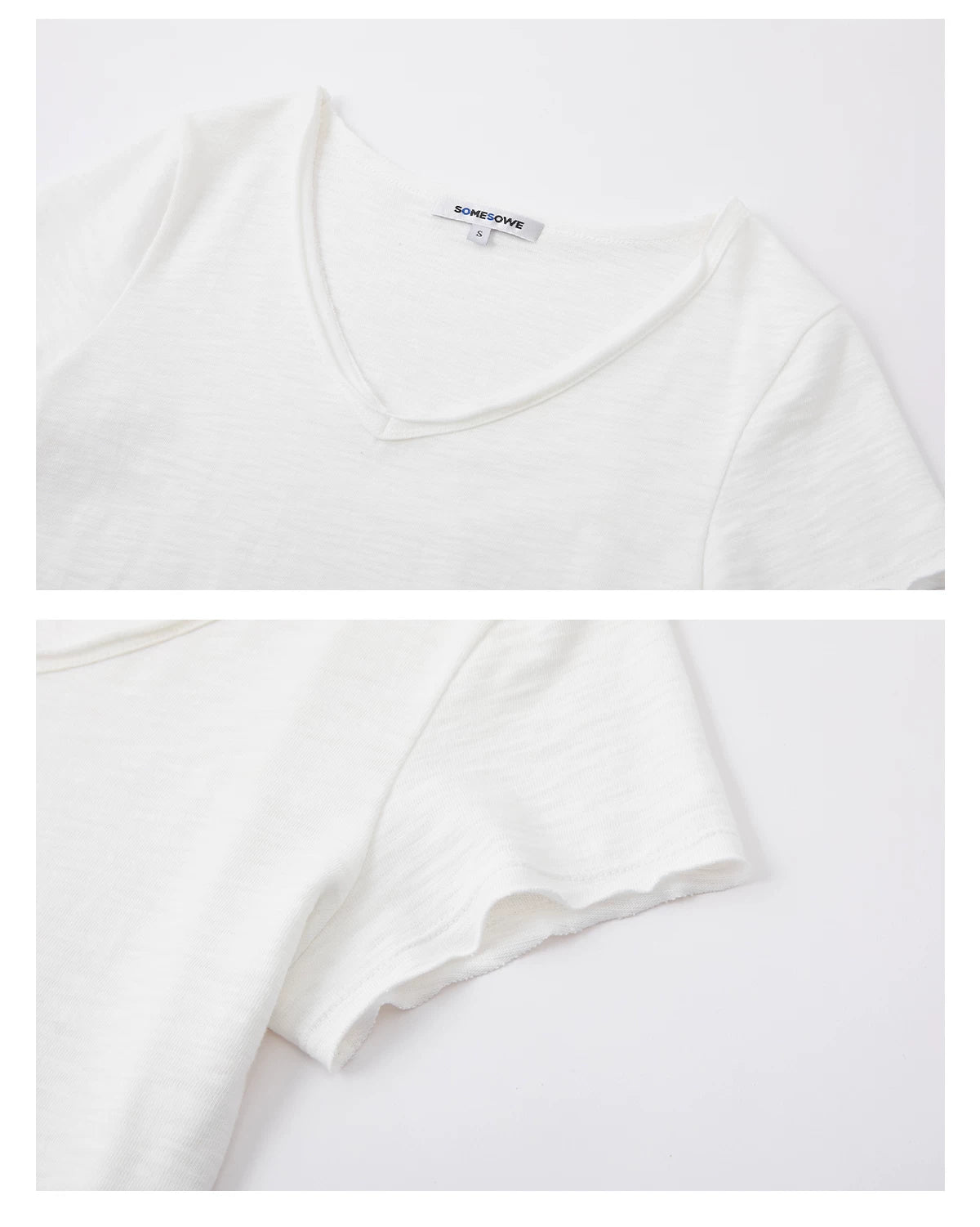 Slub Cotton Minimalist V-Neck Tee