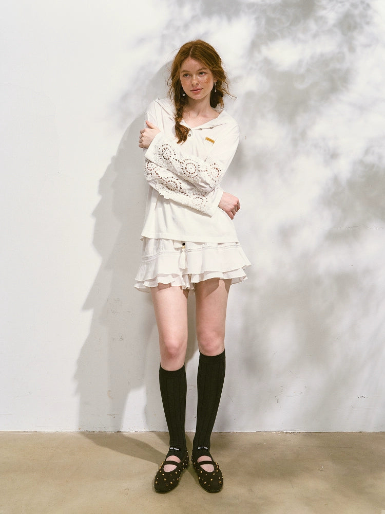 White Lace Hooded Cooling T-shirt