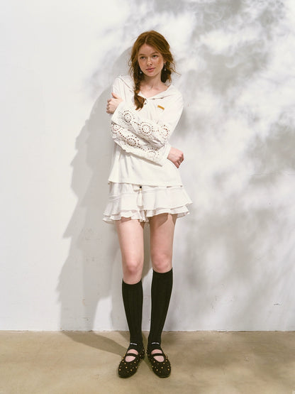 White Lace Hooded Cooling T-shirt