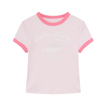 Color-Block Summer Fitted T-Shirt