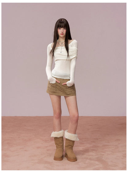 Long Sleeve Lyocell Blend Fitted T-Shirt