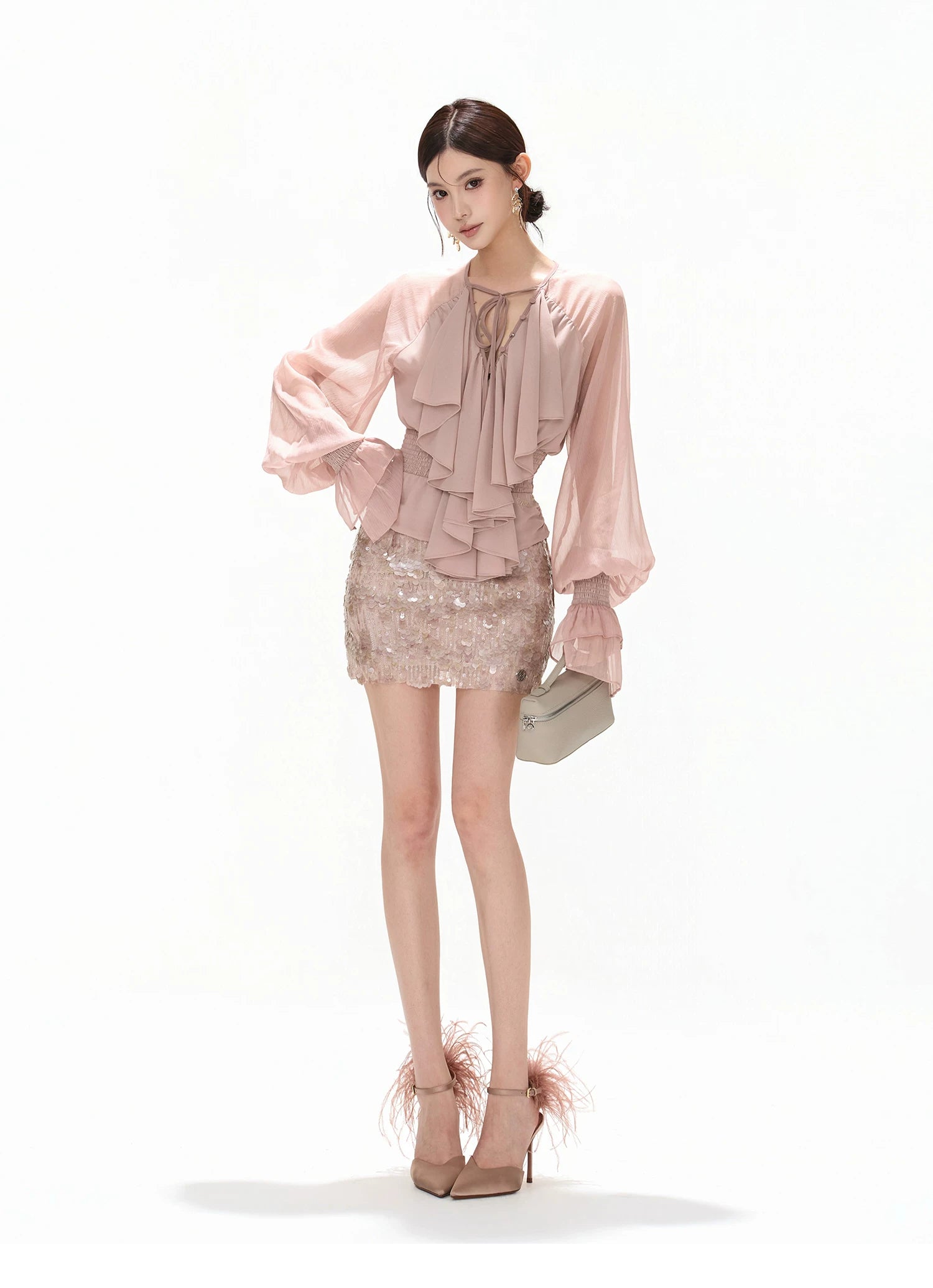 Luminous Nouveau Ruffle Chiffon Blouse