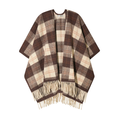 Vintage Plaid Fringe Shawl Scarf