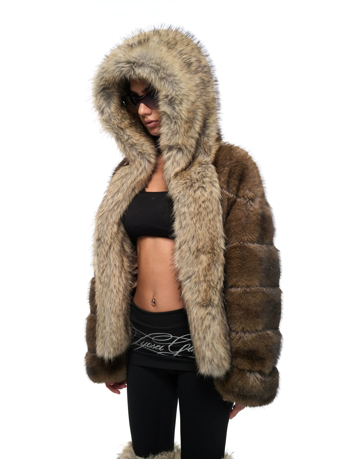 Faux Fur Hooded Oversized Jacket