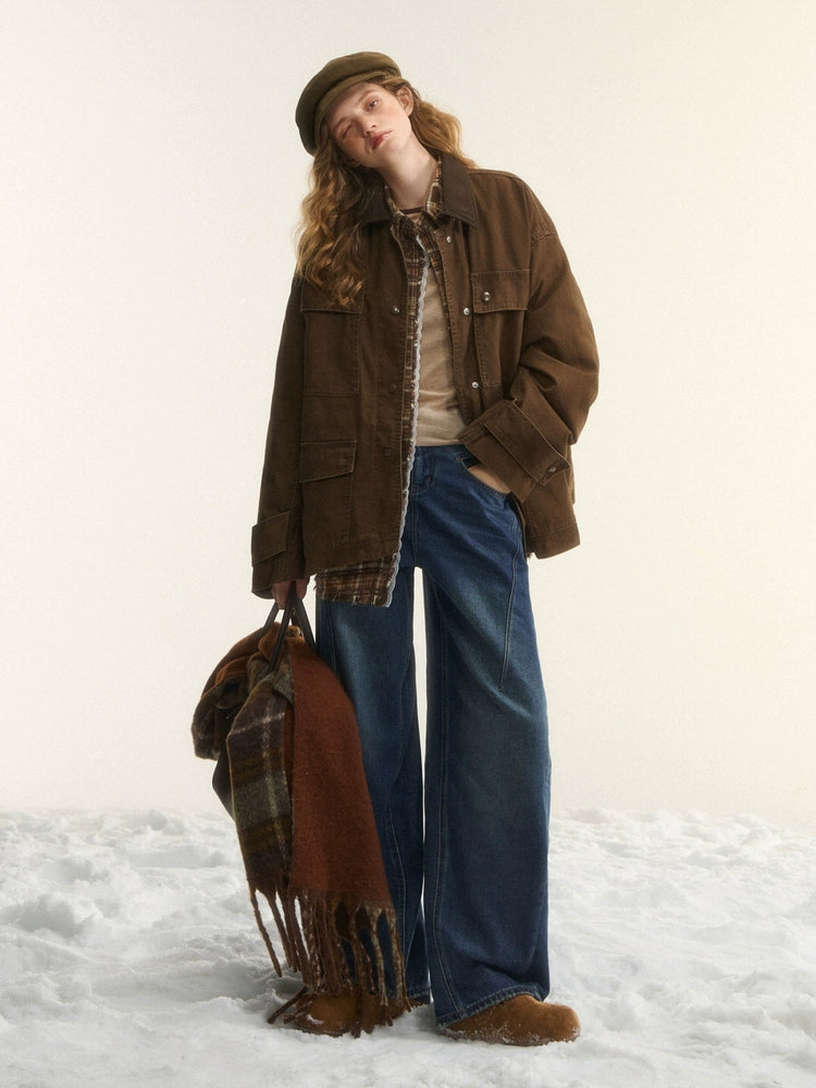 Duck Down Cinched-Waist Puffer Jacket