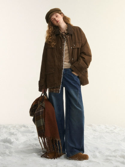 Duck Down Cinched-Waist Puffer Jacket