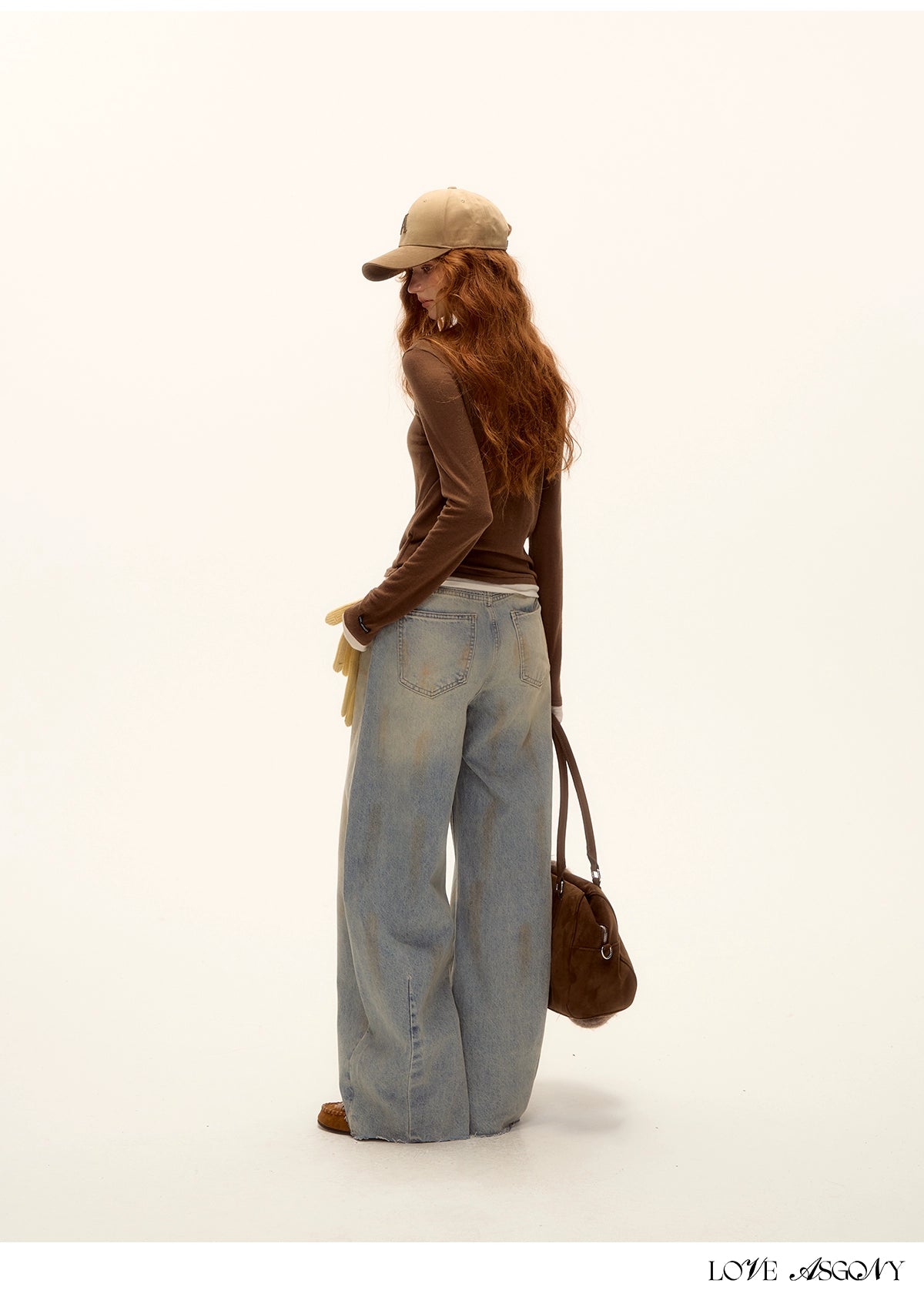 Vintage Washed Distressed Wide-Leg Denim Pants