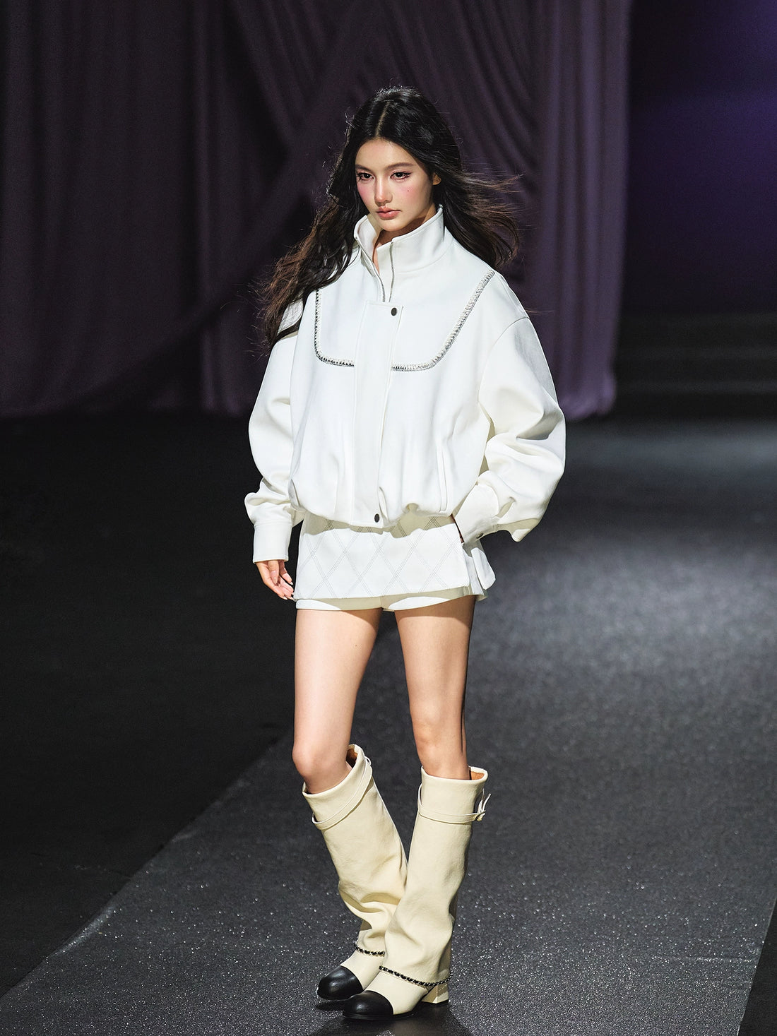 Suede Stand Collar Oversized Jacket