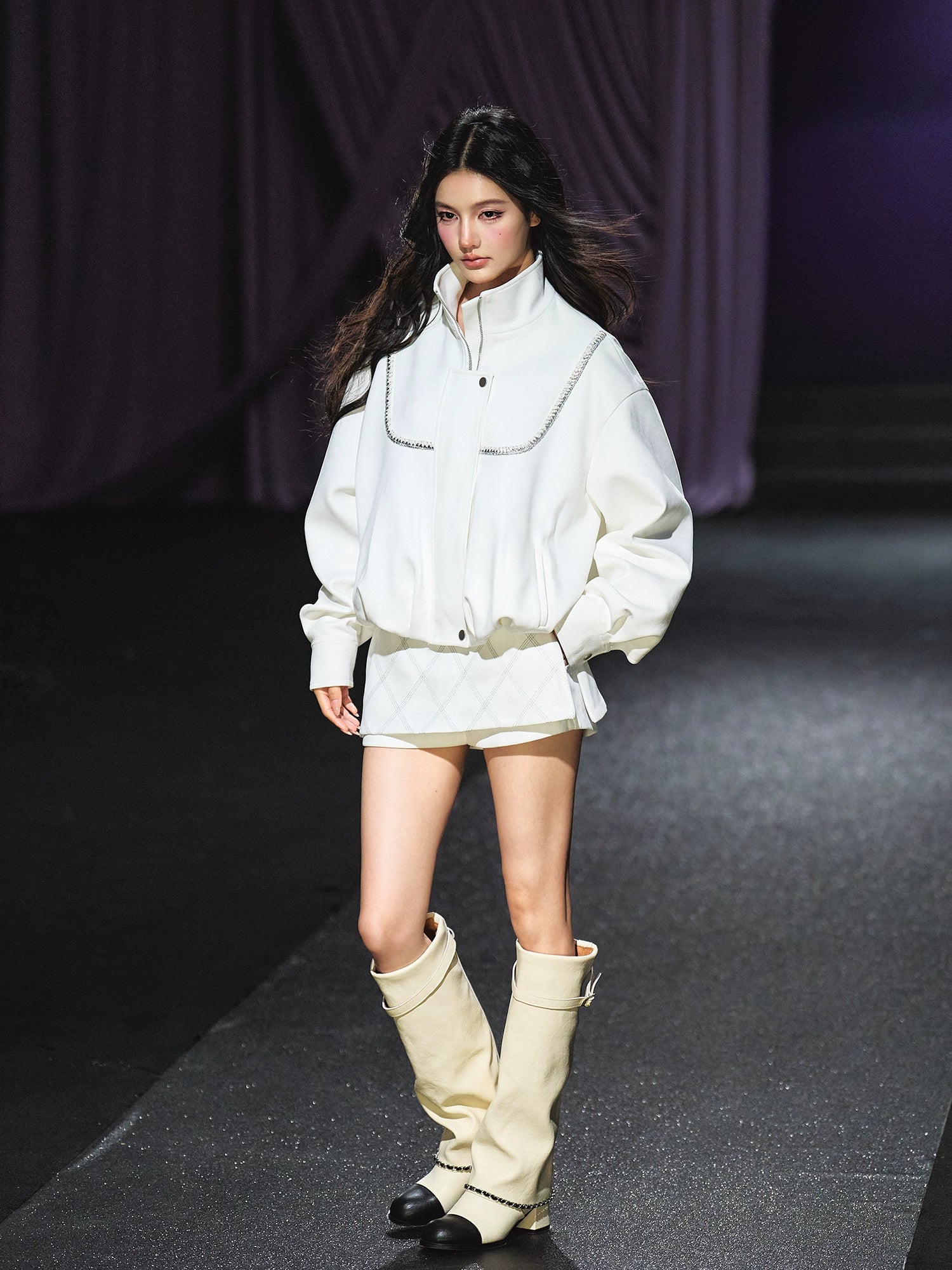 Suede Stand Collar Oversized Jacket