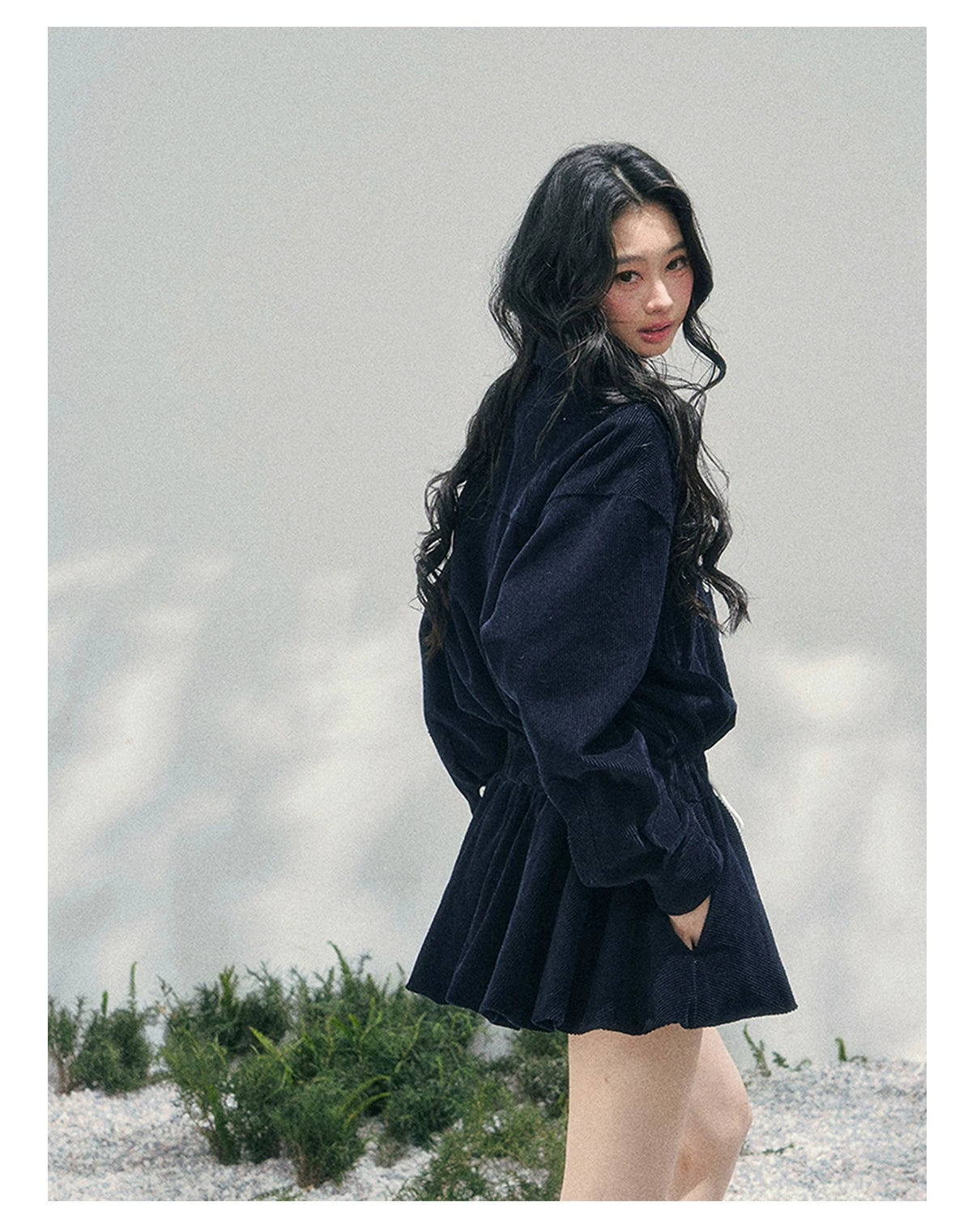 Corduroy Academy Faux Two-Piece Dress