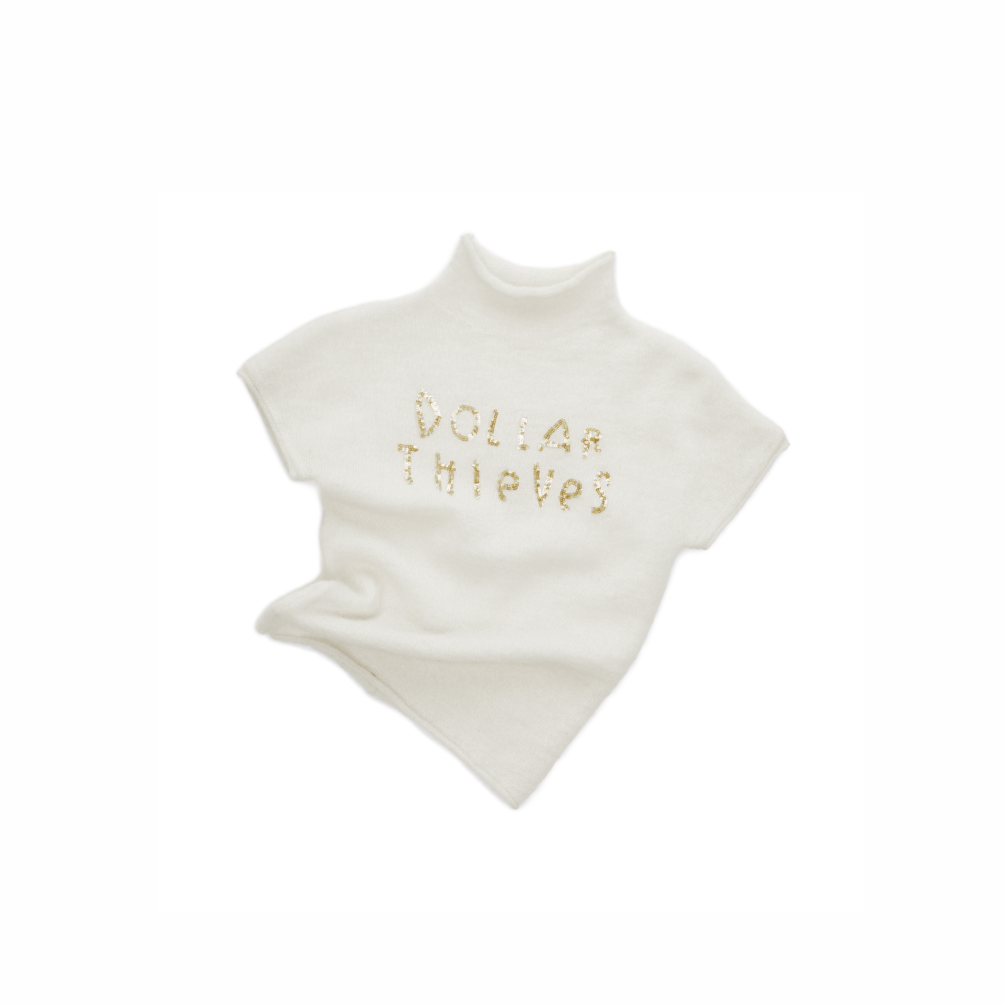 Sequin-Embroidered Mock-Neck Knit Turtleneck