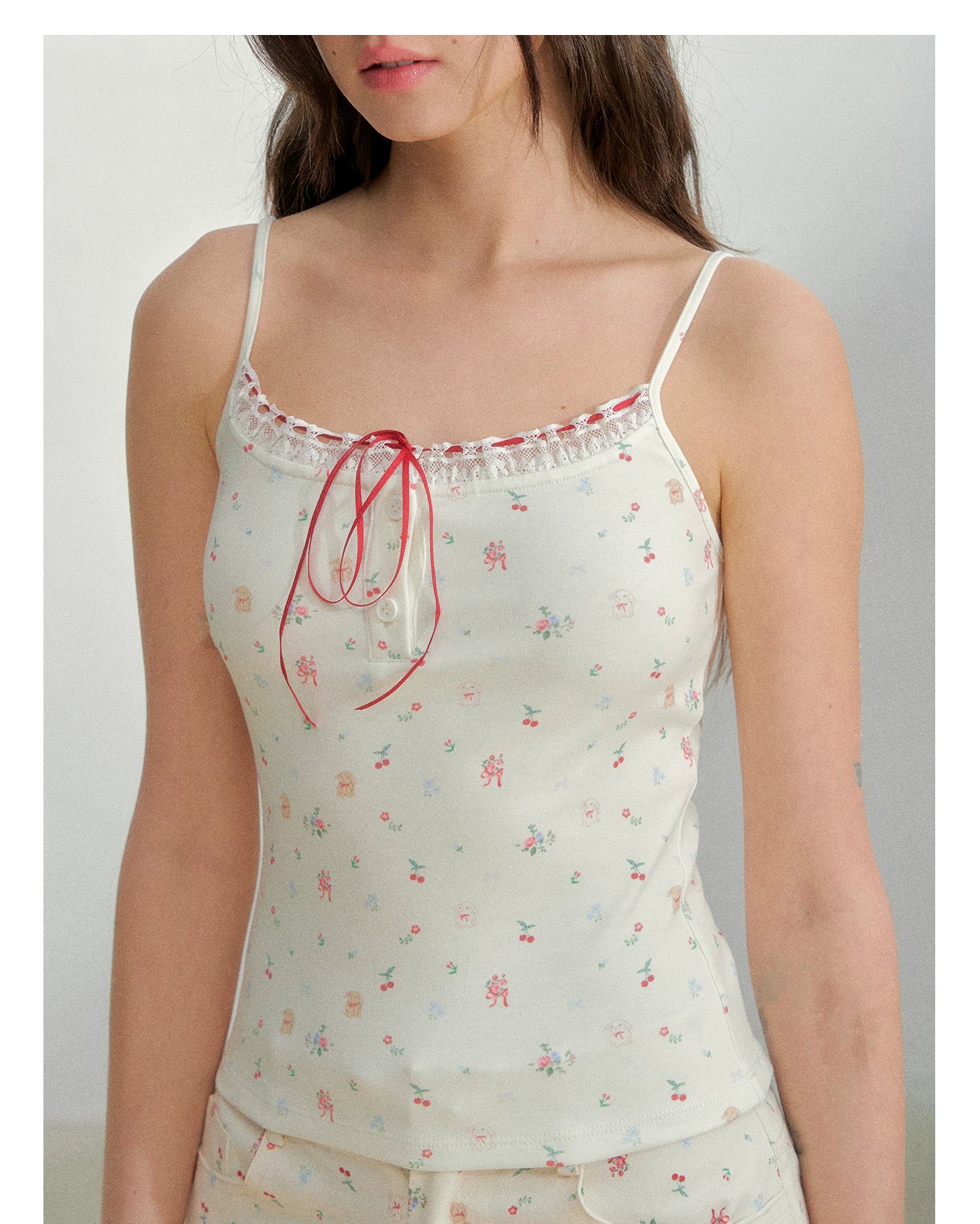 Sweet Oxygen Cotton Lace Trim Camisole