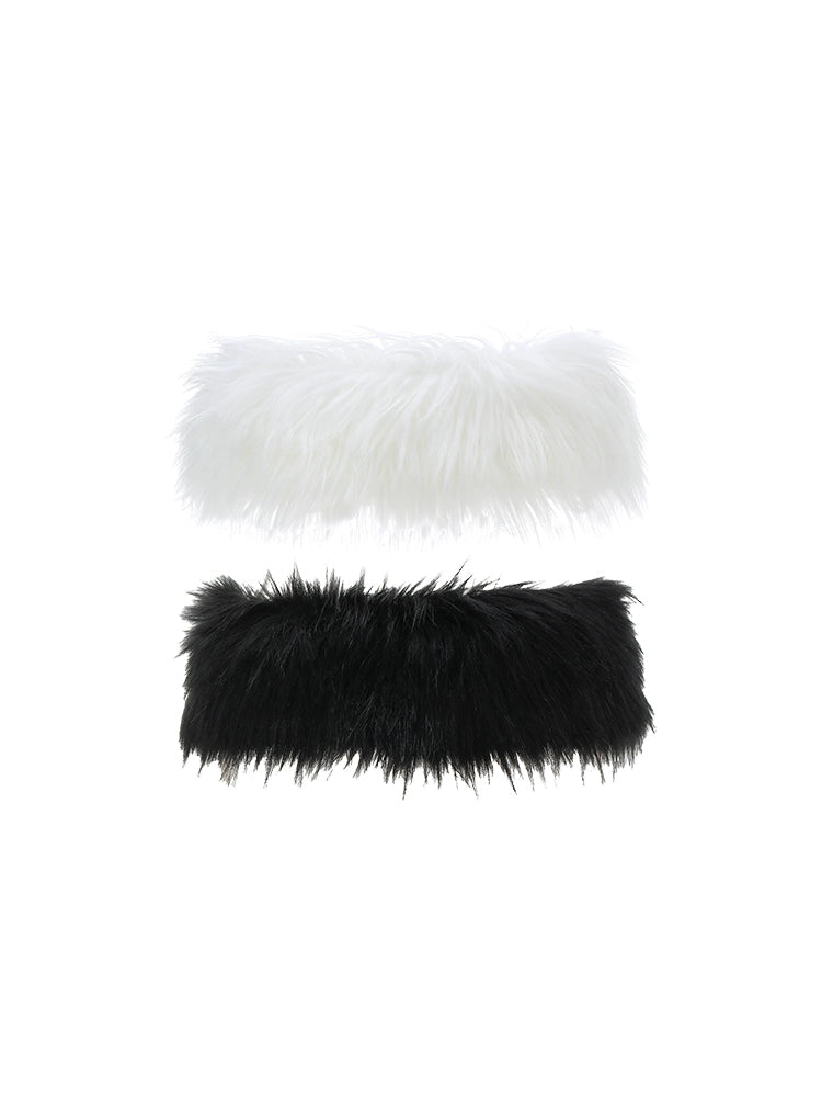 Black &amp; White Fur Waist Belt