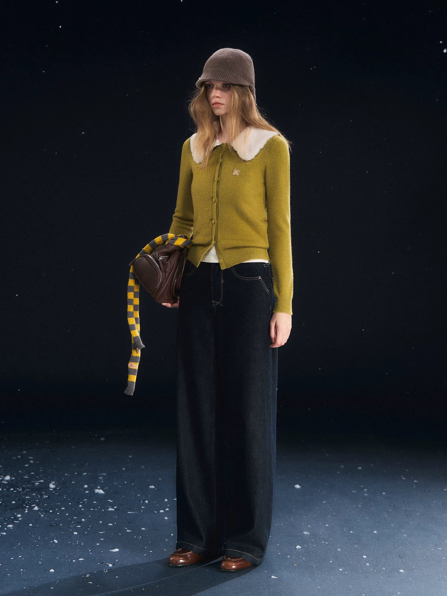 Fur Collar Soft-Touch Plush Cardigan