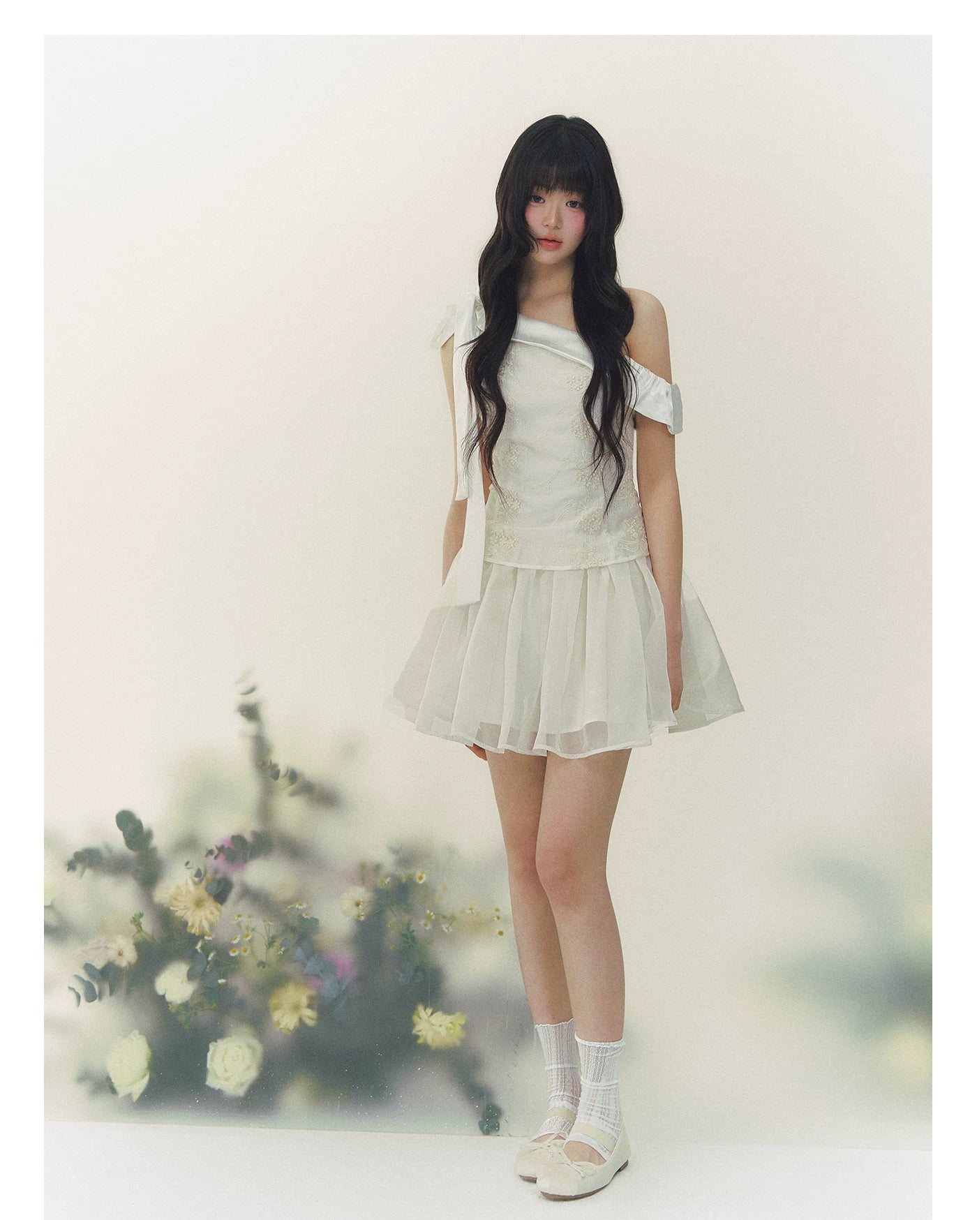 Satin Embroidered Princess Tulle Dress