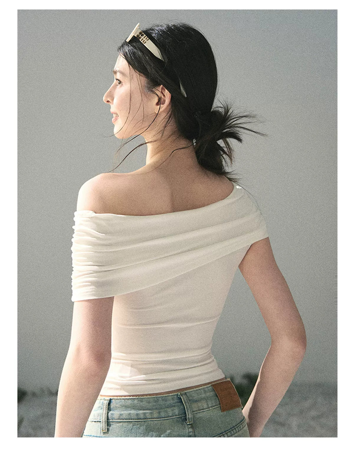 Off-Shoulder Lace Tie Top