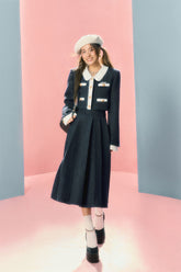 Doll collar college Jacket & Long Skirt Set - CHINASQUAD