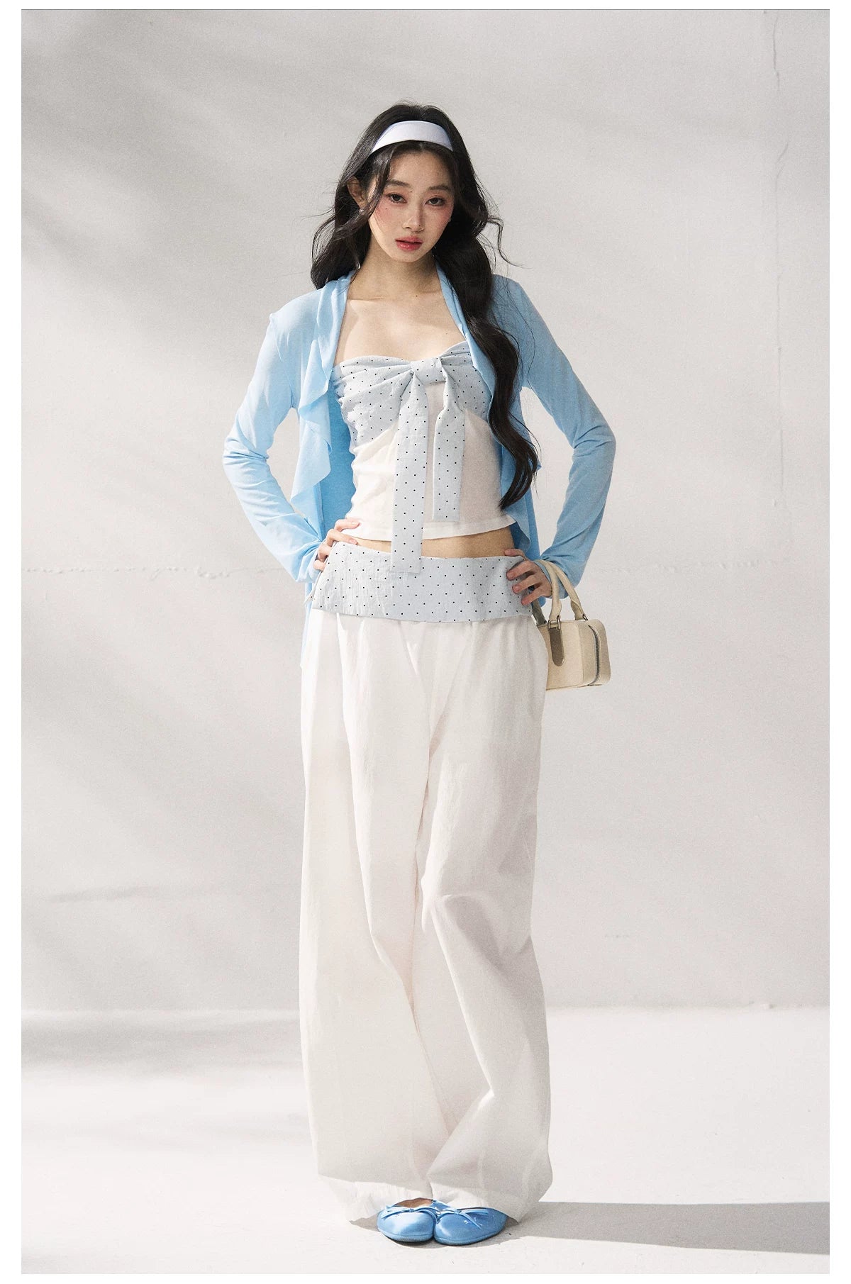 Strapless Top &amp; Relaxed Wide-Leg Pants Set