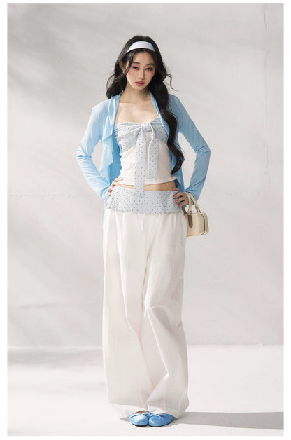 Strapless Top &amp; Relaxed Wide-Leg Pants Set