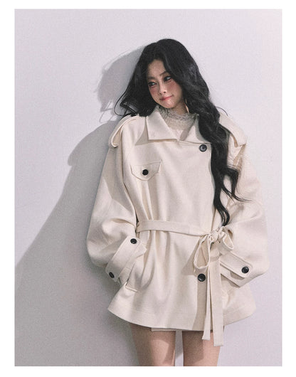 French British-Style Relaxed Wool Coat