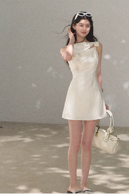 Lyocell Wool Off-Shoulder Sculpted Waist Dress