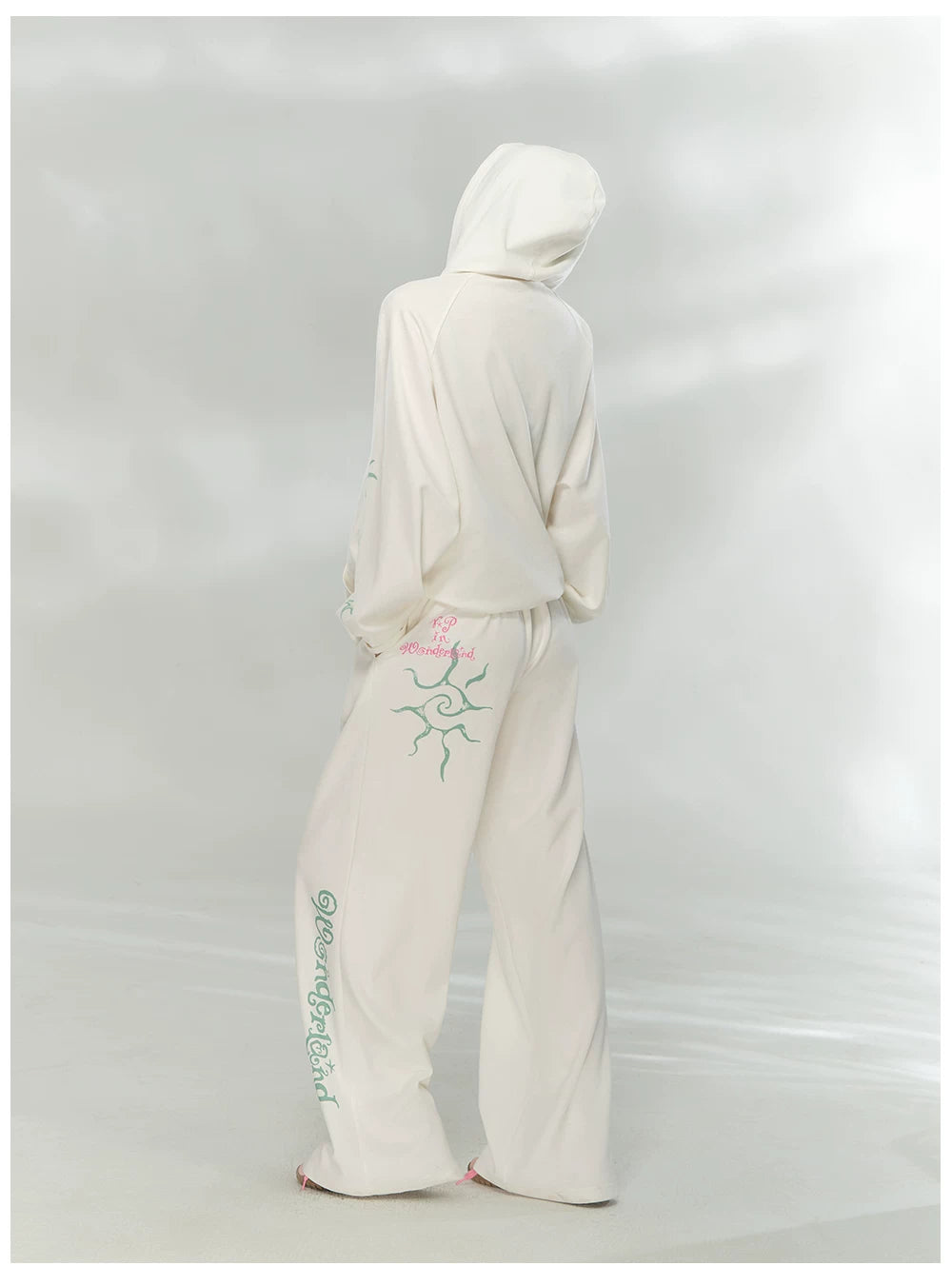 Printed Waffle Knit Hoodie &amp; Pants Set