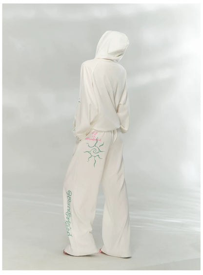 Printed Waffle Knit Hoodie &amp; Pants Set