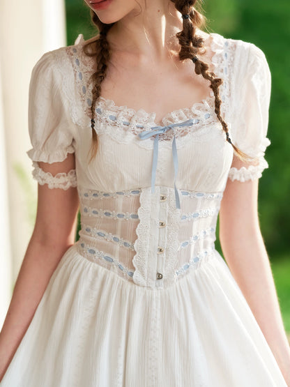 Beloved White Pages Corset Maxi Dress