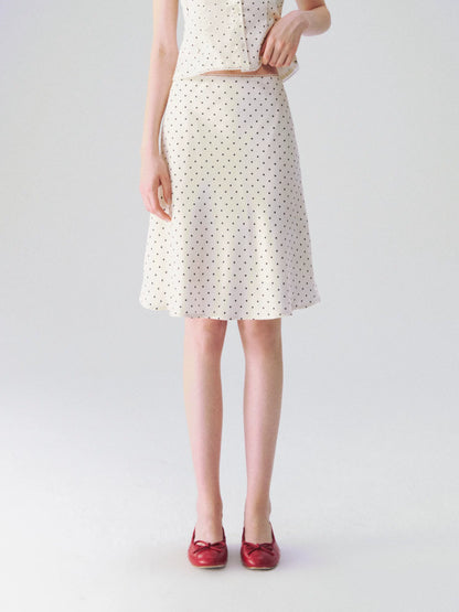 Collar Cinched Top &amp; French A-line Midi Skirt Set