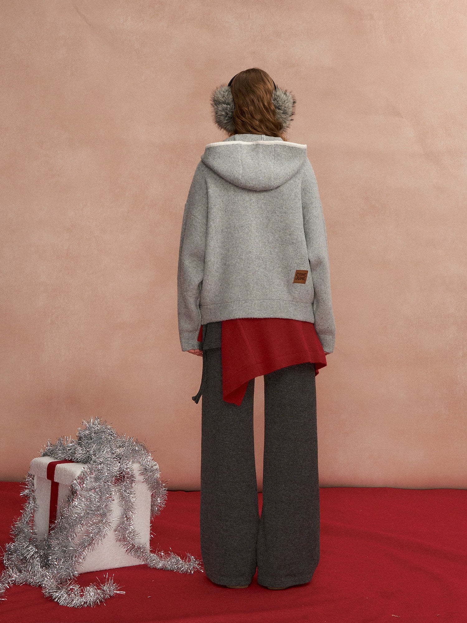 Detachable Scarf-Detail Flared Trousers