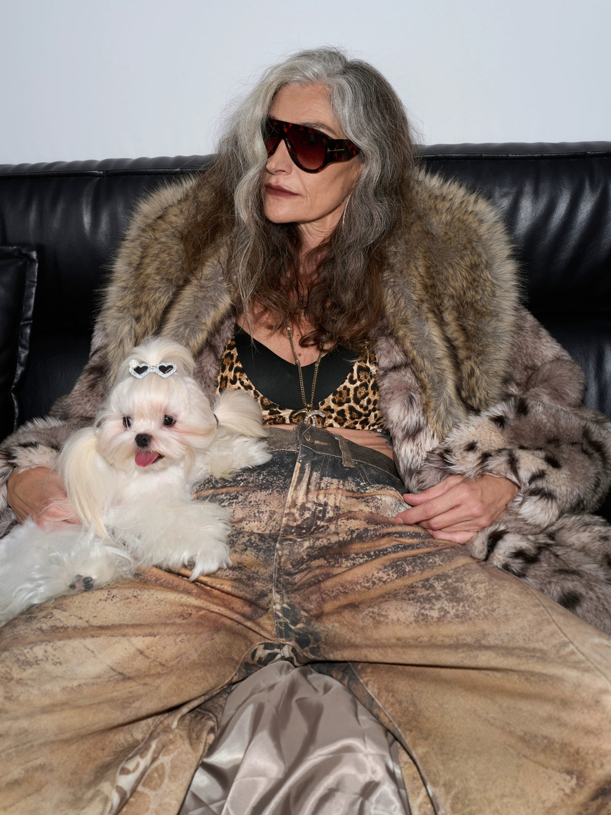 Leopard-Print Eco-Fur Coat