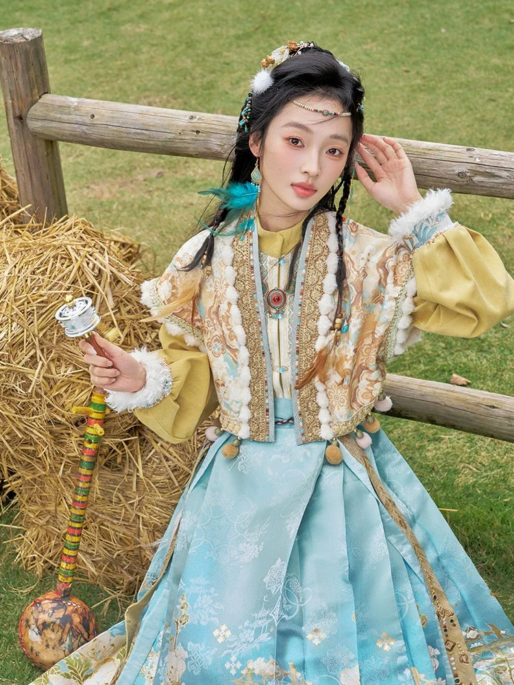 [晴川古道] ELEGANT BEIZI AND MAMIAN SKIRT HANFU ENSEMBLE