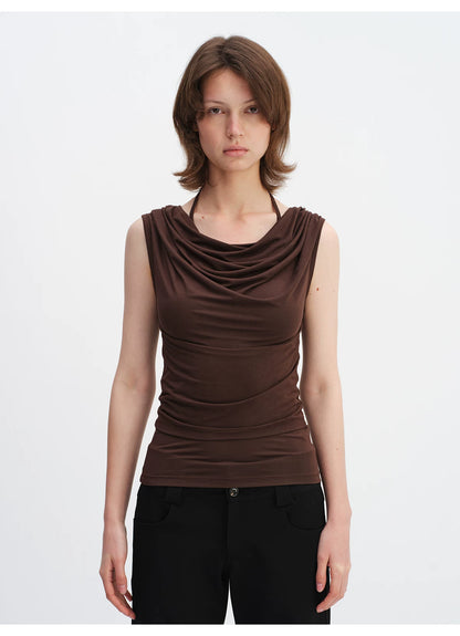 Layered Modal Off-Shoulder Draped T-Shirt