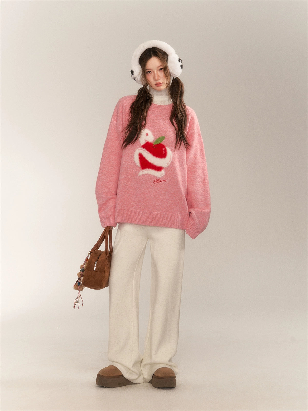 Apple Jacquard Pullover Sweater