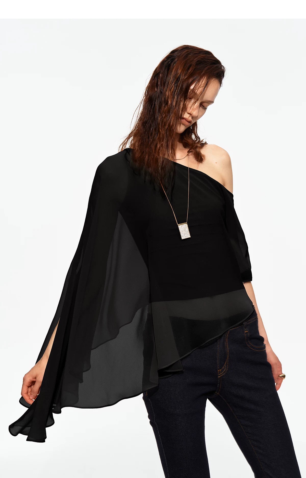 Matte Chiffon Cape Top