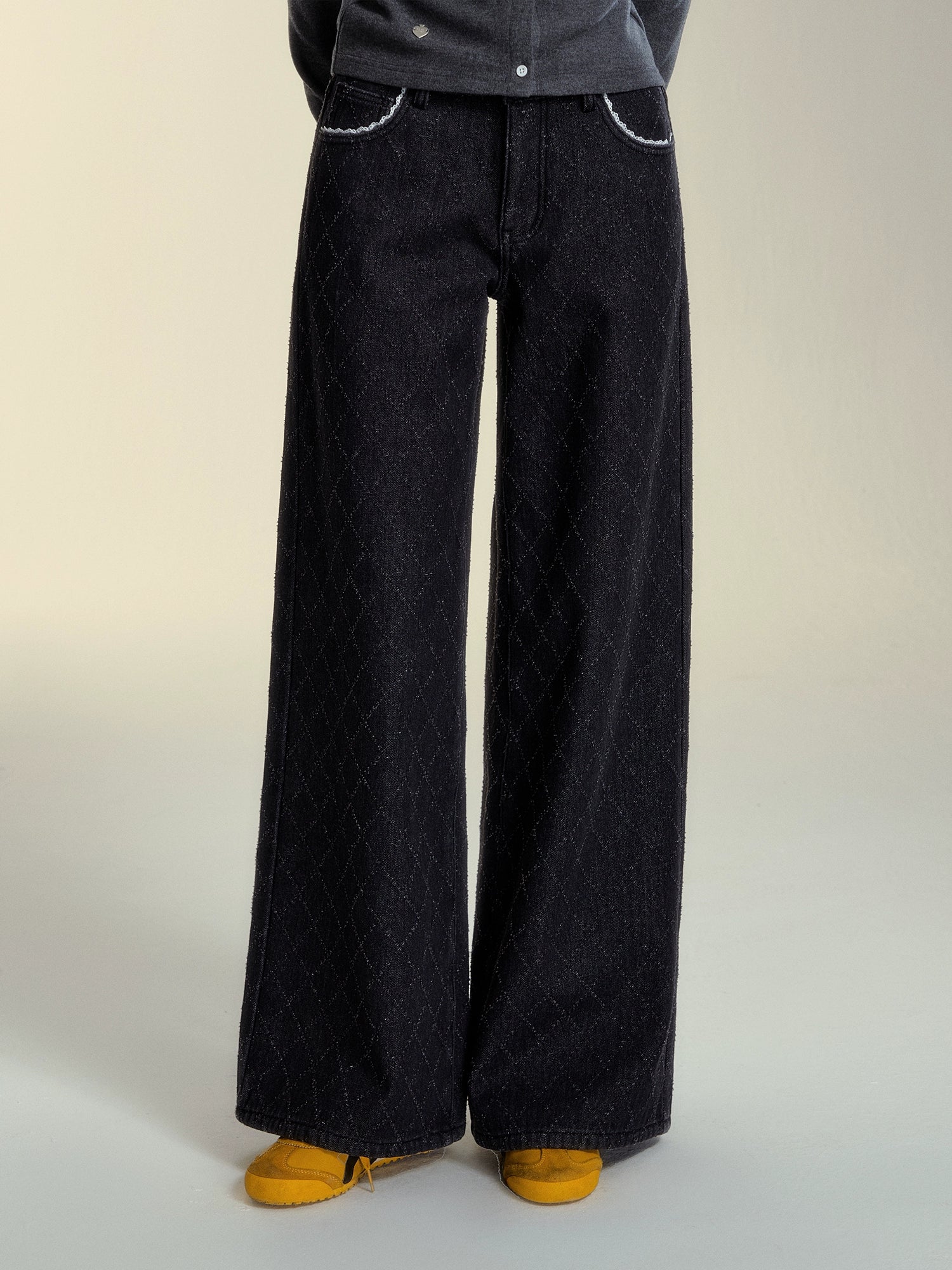 Diamond Jacquard Denim Pants